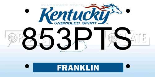 853PTS Kentucky License Plate