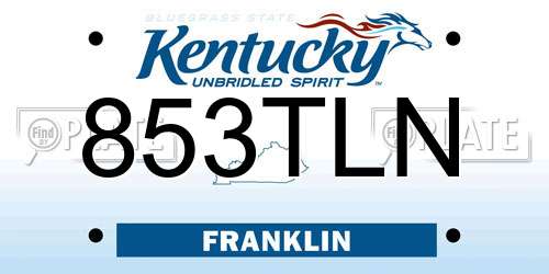 853TLN Kentucky License Plate
