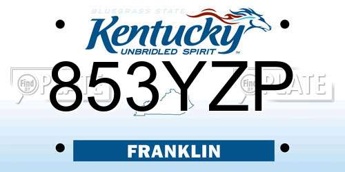 853YZP Kentucky License Plate