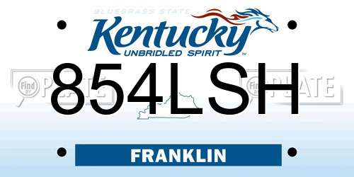 854LSH Kentucky License Plate