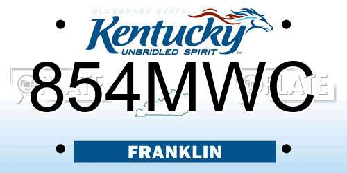854MWC Kentucky License Plate