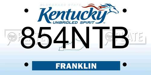 854NTB Kentucky License Plate