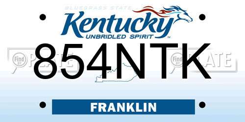 854NTK Kentucky License Plate