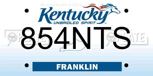 854NTS Kentucky License Plate