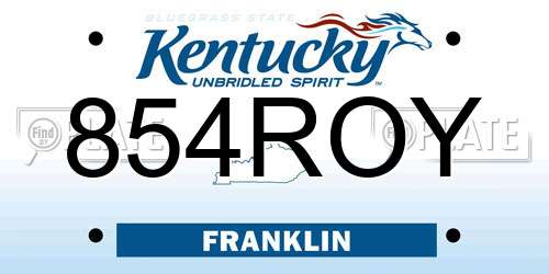 854ROY Kentucky License Plate