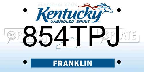854TPJ Kentucky License Plate