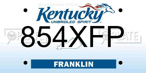 854XFP Kentucky License Plate