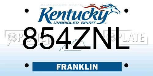 854ZNL Kentucky License Plate