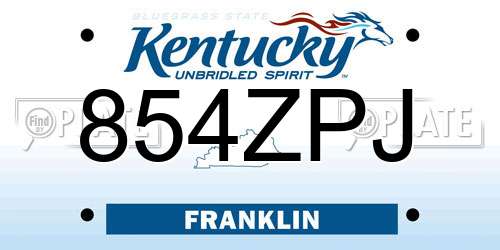 854ZPJ Kentucky License Plate