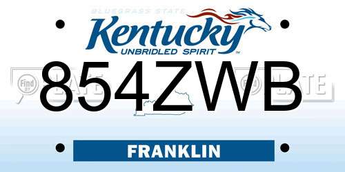 854ZWB Kentucky License Plate