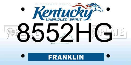 8552HG Kentucky License Plate