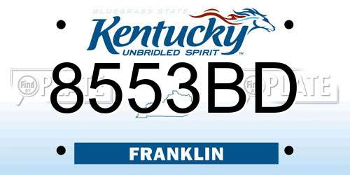 8553BD Kentucky License Plate