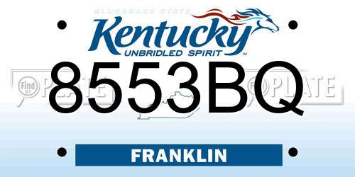 8553BQ Kentucky License Plate