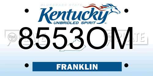 8553OM Kentucky License Plate