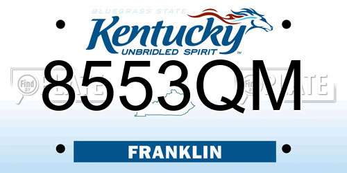 8553QM Kentucky License Plate