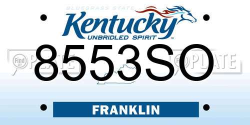 8553SO Kentucky License Plate