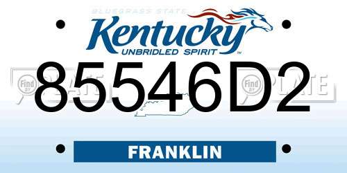 85546D2 Kentucky License Plate