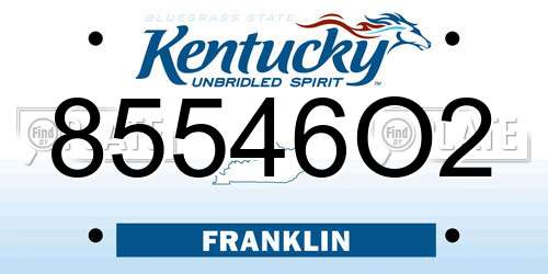 85546O2 Kentucky License Plate
