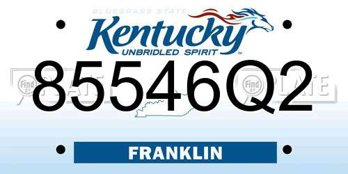 85546Q2 Kentucky License Plate