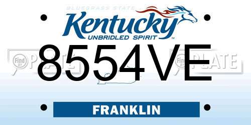 8554VE Kentucky License Plate