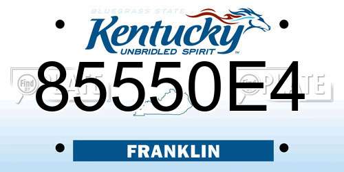 85550E4 Kentucky License Plate