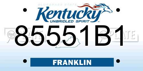 85551B1 Kentucky License Plate