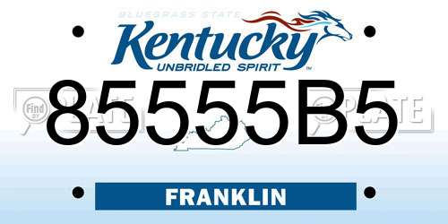 85555B5 Kentucky License Plate