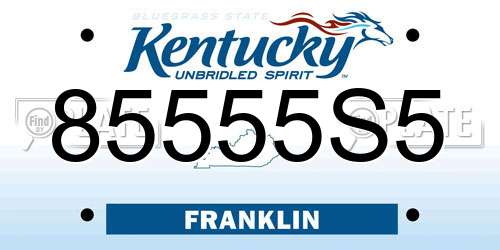 85555S5 Kentucky License Plate
