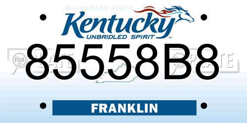 85558B8 Kentucky License Plate