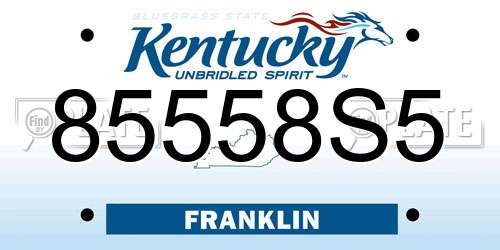 85558S5 Kentucky License Plate