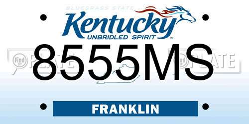 8555MS Kentucky License Plate