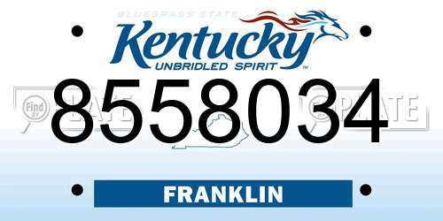 8558034 Kentucky License Plate