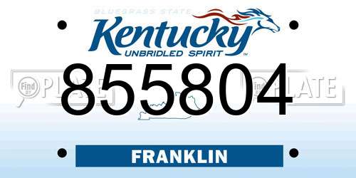 855804 Kentucky License Plate