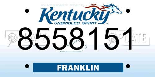 8558151 Kentucky License Plate