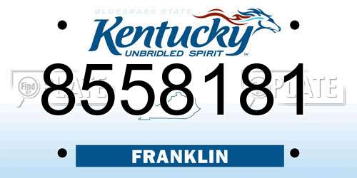 8558181 Kentucky License Plate
