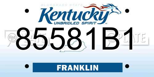 85581B1 Kentucky License Plate