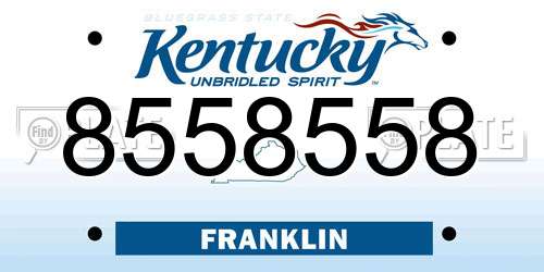 8558558 Kentucky License Plate