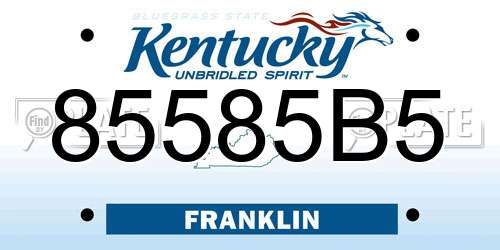 85585B5 Kentucky License Plate