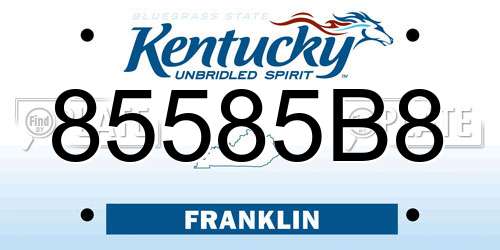85585B8 Kentucky License Plate