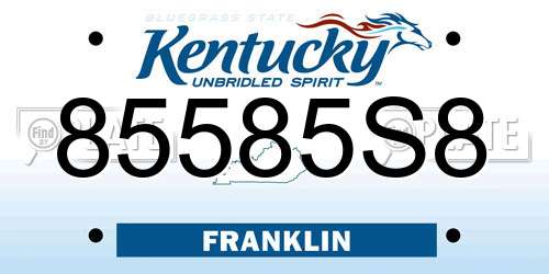 85585S8 Kentucky License Plate