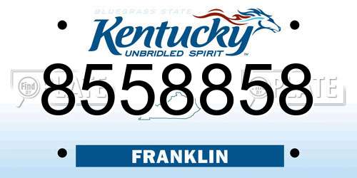 8558858 Kentucky License Plate