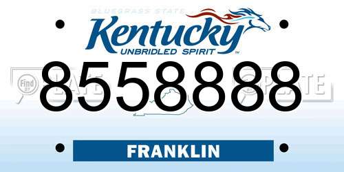 8558888 Kentucky License Plate