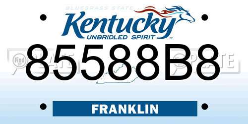 85588B8 Kentucky License Plate