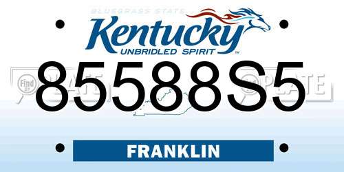 85588S5 Kentucky License Plate
