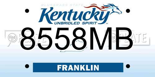 8558MB Kentucky License Plate