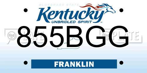 855BGG Kentucky License Plate
