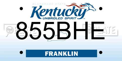 855BHE Kentucky License Plate