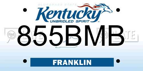 855BMB Kentucky License Plate