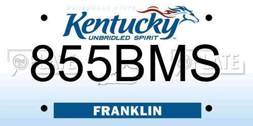 855BMS Kentucky License Plate