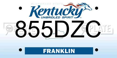 855DZC Kentucky License Plate